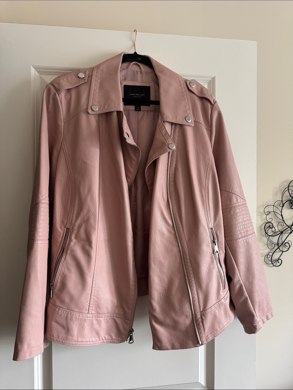 Soft Pink Faux Leather Moto Jacket by Marc New York